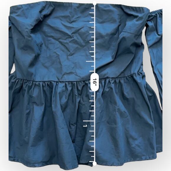 Crescent Brooklyn Poplin Off Shoulder Top in‎ Black Dark Boho Size M - Picture 6 of 8